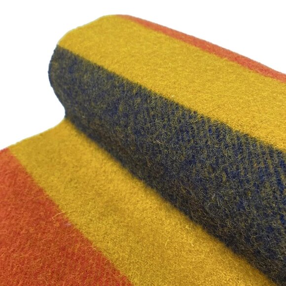 Auth HERMES Rocabar - Dark yellow Orange Black Wool Scarf - Picture 3 of 5